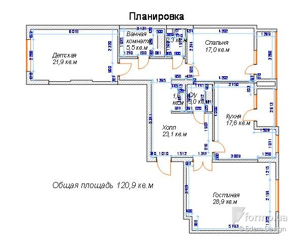 Дизайн трехкомнатной квартиры 