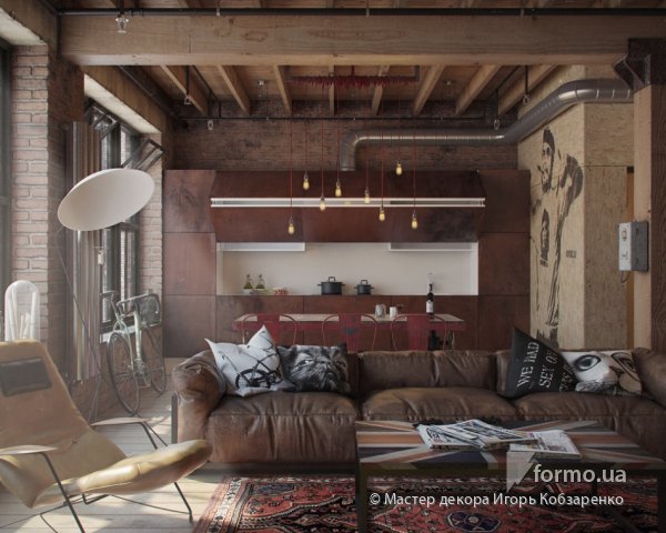 Квартира холостяка в стиле Loft Industrial