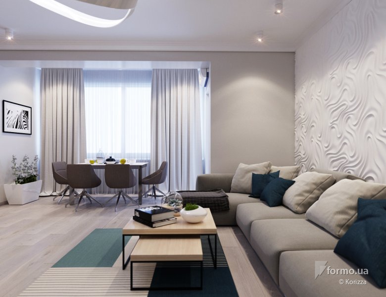 !Minimalist apartments in Kiev, Korizza, Гостиная, Дизайн интерьеров Formo.ua