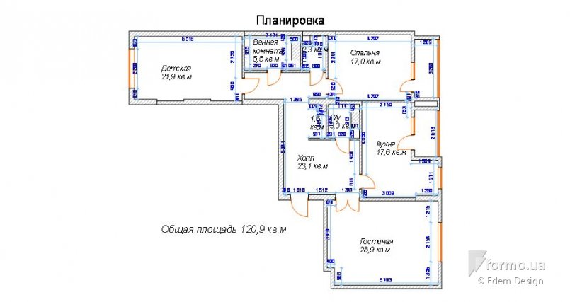 Дизайн трехкомнатной квартиры 