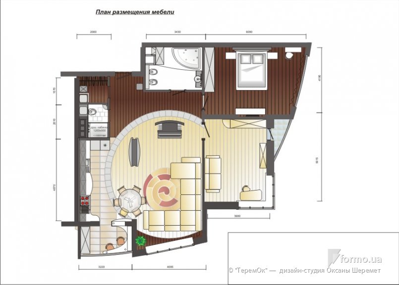 Квартира: стечение биоформ и обстоятельств, &quot;ТеремОк&quot; —  дизайн-студия Оксаны Шеремет, Чертежи, Дизайн интерьеров Formo.ua